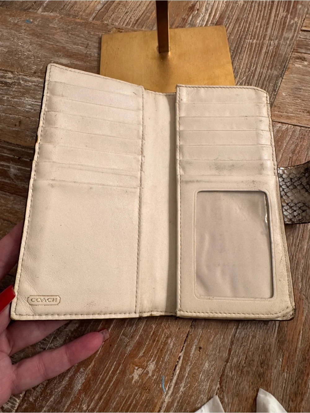 Coach Madison Python-Embossed Leather Slim Envelope Wallet.